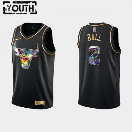 Maglia NBA Chicago Bulls Lonzo Ball 2 Nike 2021-22 Nero Golden Edition 75th Anniversary Diamond Swingman - Bambino